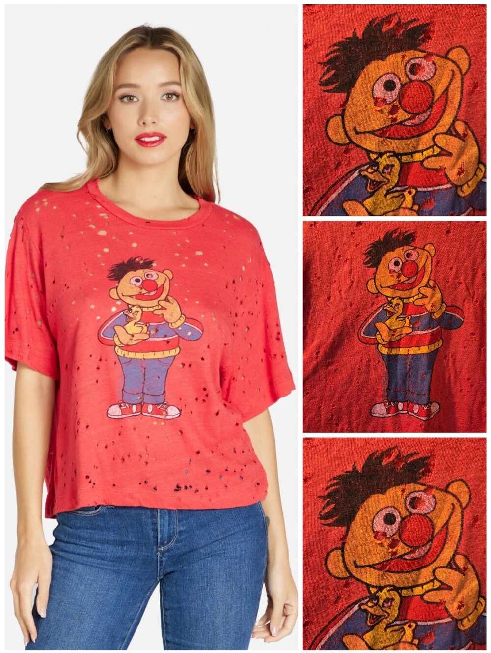 Lauren Moshi Distressed Ernie linnea tee